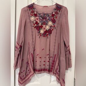 Johnny Was “Wish Stitch” Zephyr Embroidered Floral Tunic